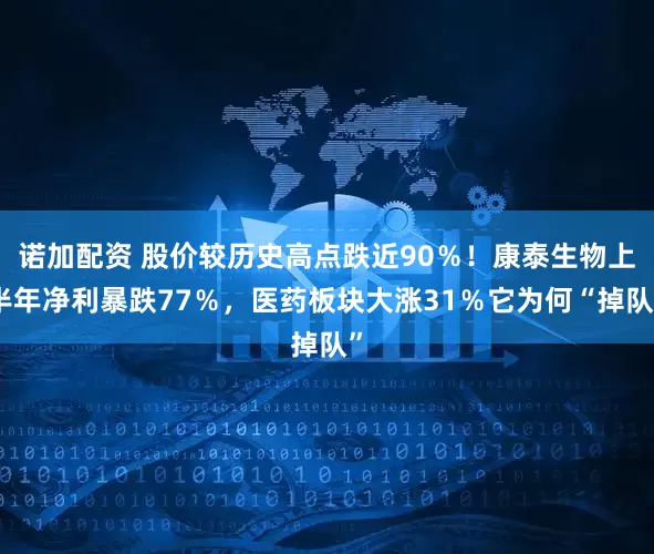 诺加配资 股价较历史高点跌近90%!康泰生物上半年净利暴跌77%,医药板块大涨31%它为何“掉队”